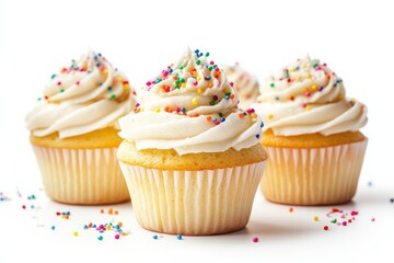 Sweet, smooth, and creamy vanilla frosting on top of a rich delicious cake. It's a party for sure. Sprinkles on top complete the party.